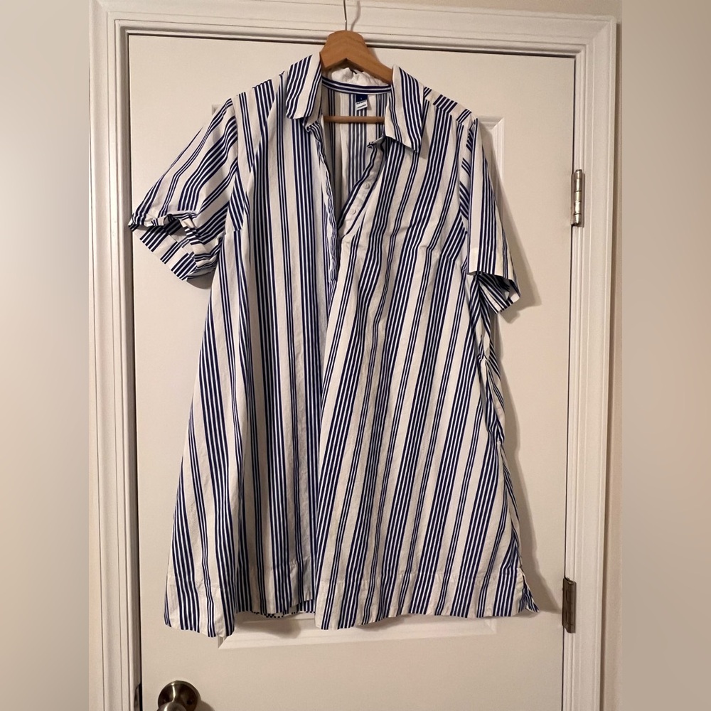 Old Navy White and Blue Striped Mini Dress
